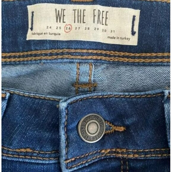 Free People Flare Jeans Dark Wash Fall Inseam 32 Long Extra Tall New Dawn - Picture 7 of 7